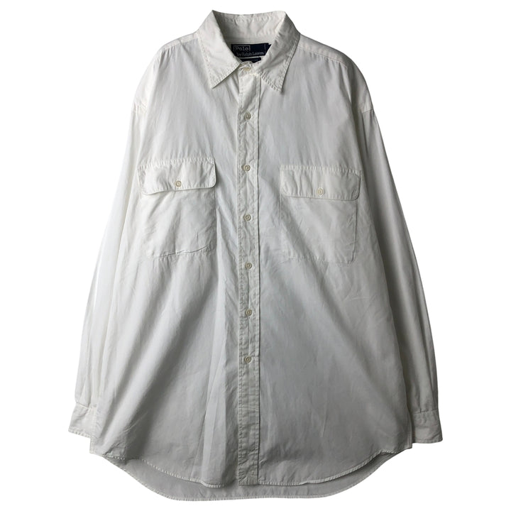 Ralph Lauren POLO by Ralph Lauren long-sleeved cotton shirt, men's size M cotton white type Vintage Second Hand