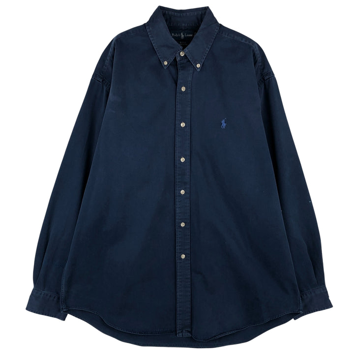 Ralph Lauren BLAKE long sleeve button down shirt, men's size L cotton navy blue type Vintage Second Hand