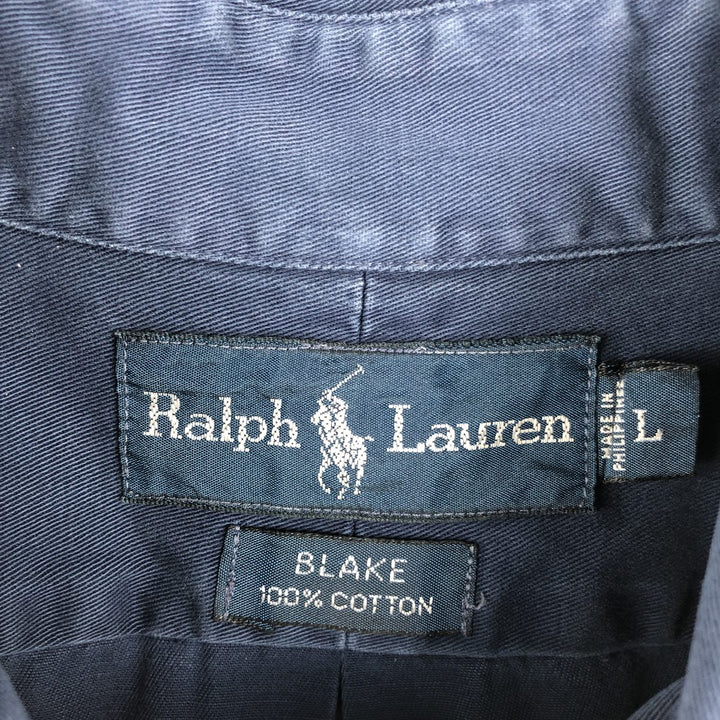 Ralph Lauren BLAKE long sleeve button down shirt, men's size L cotton navy blue type Vintage Second Hand