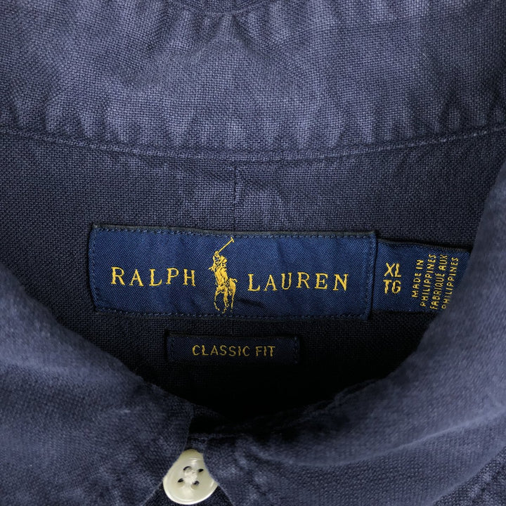 Ralph Lauren Classic Fit Long Sleeve Button Down Shirt Men's XL cotton navy blue type Vintage Second Hand