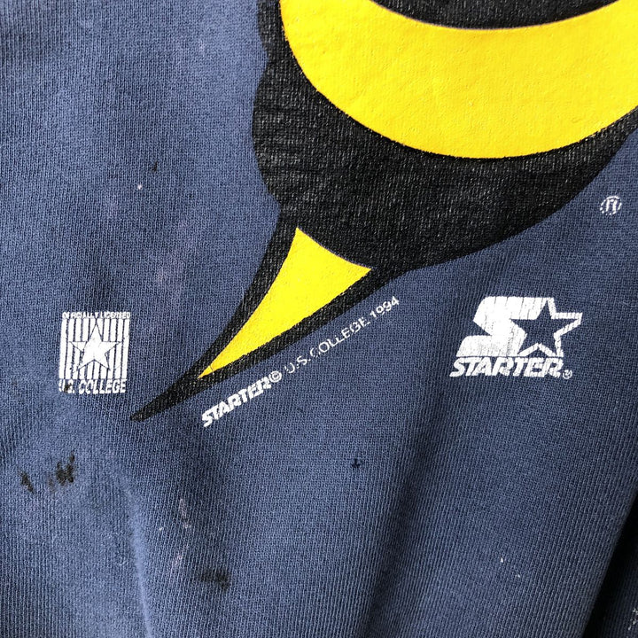 90'S Starter College Character Sweatshirt, Men's Size L unclear navy blue type Vintage Second Hand