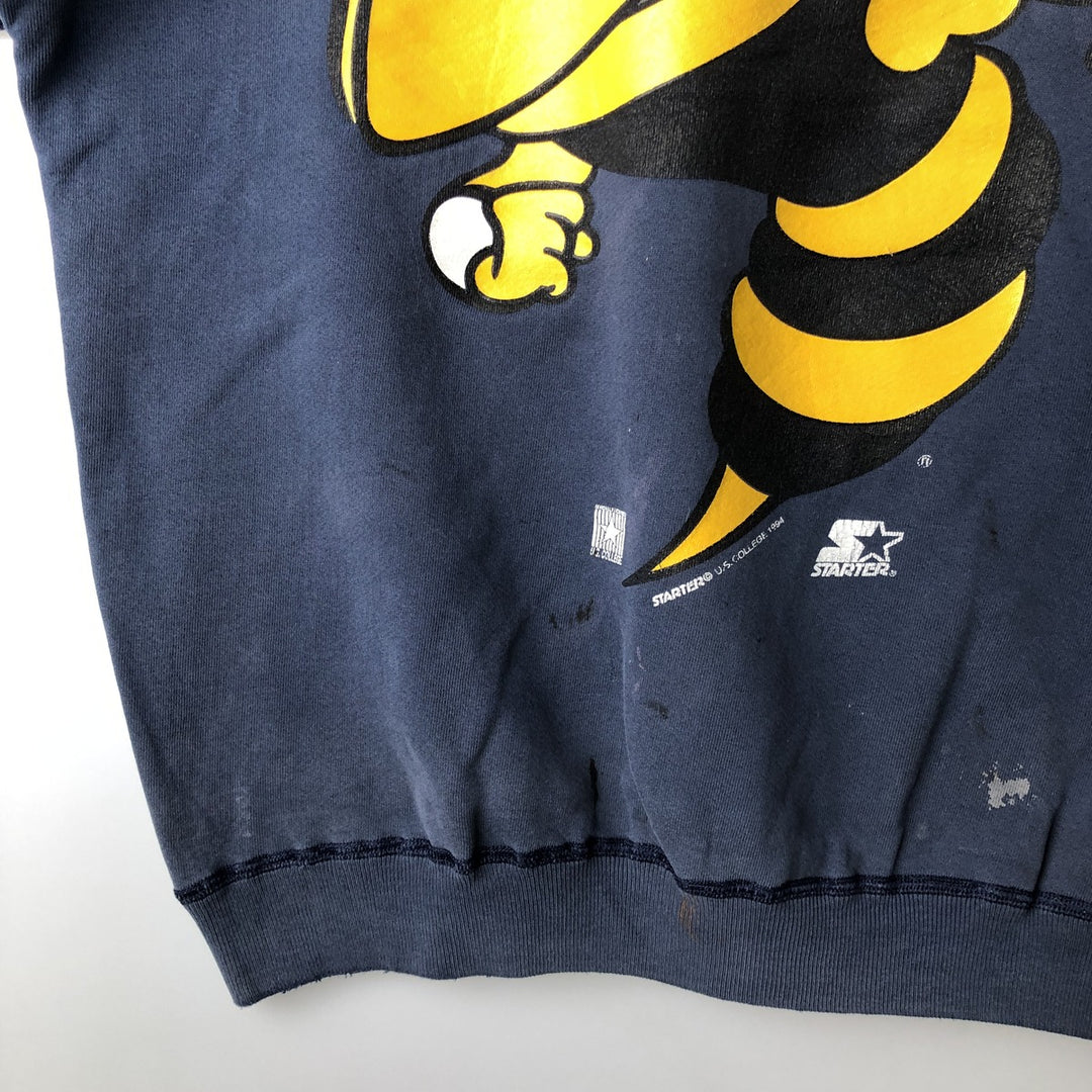 90'S Starter College Character Sweatshirt, Men's Size L unclear navy blue type Vintage Second Hand