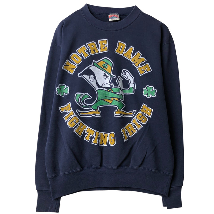 90'S Nutmeg Notre Dame Fighting Irish Character Sweatshirt, Men's Size L unclear navy blue type Vintage Second Hand