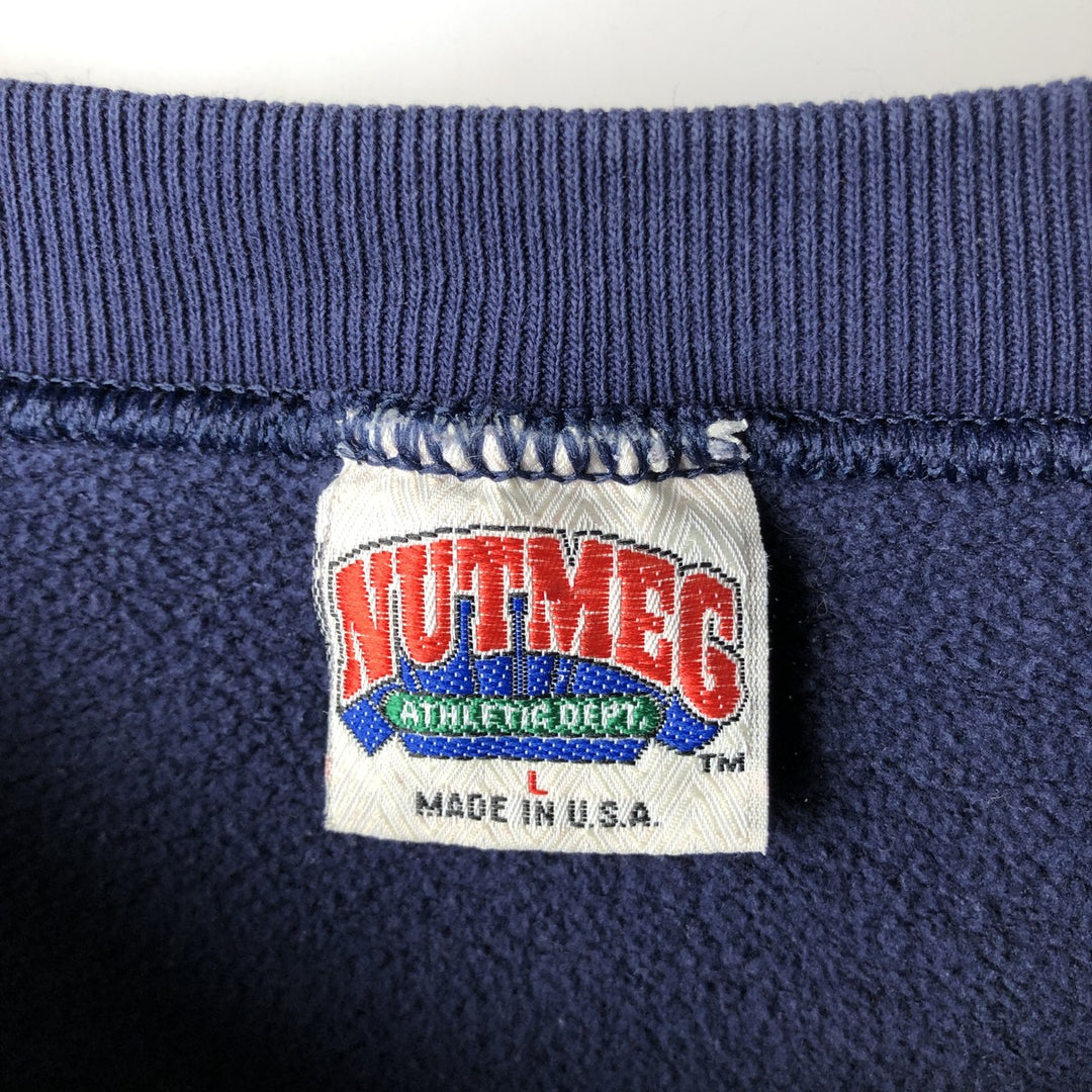 90'S Nutmeg Notre Dame Fighting Irish Character Sweatshirt, Men's Size L unclear navy blue type Vintage Second Hand
