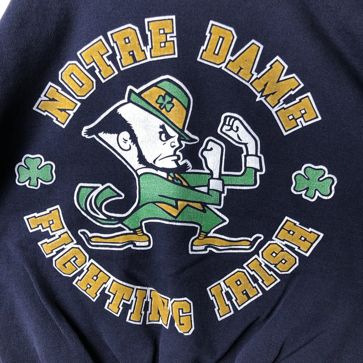 90'S Nutmeg Notre Dame Fighting Irish Character Sweatshirt, Men's Size L unclear navy blue type Vintage Second Hand