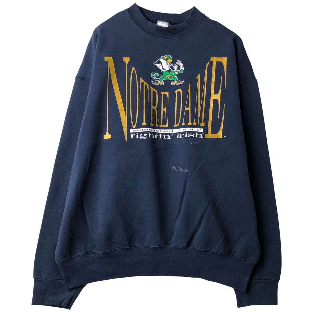 90'S SALEM Notre Dame Fighting Irish Character Sweatshirt, Men's Size XL cotton navy blue type Vintage Second Hand