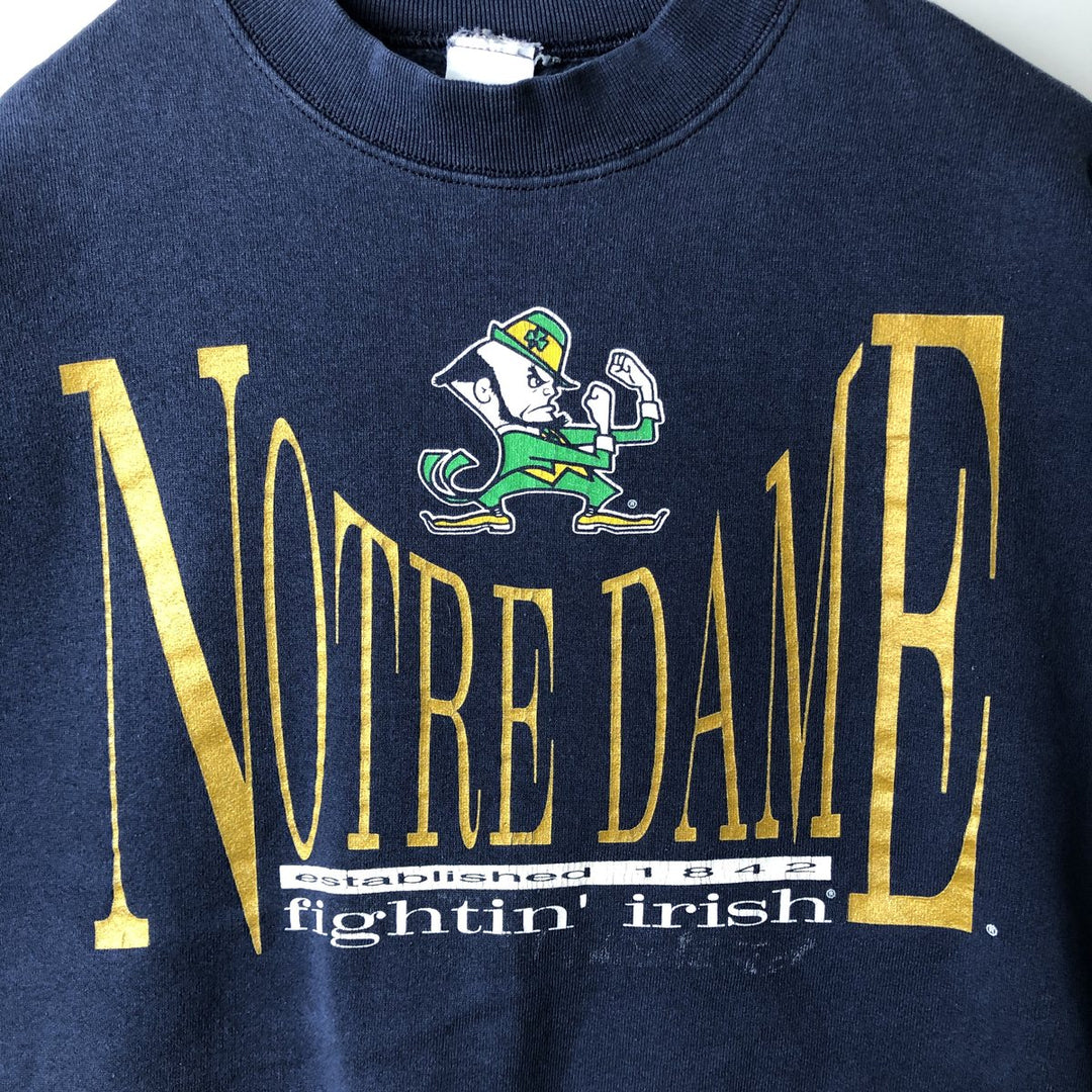 90'S SALEM Notre Dame Fighting Irish Character Sweatshirt, Men's Size XL cotton navy blue type Vintage Second Hand
