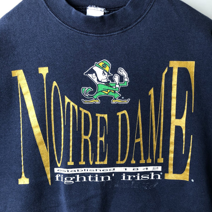 90'S SALEM Notre Dame Fighting Irish Character Sweatshirt, Men's Size XL cotton navy blue type Vintage Second Hand