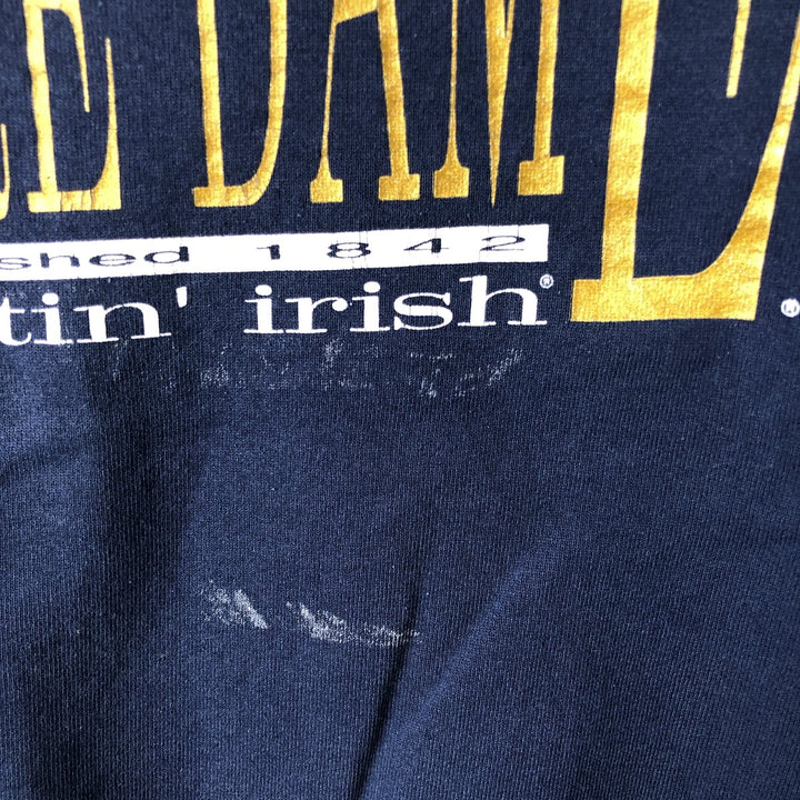 90'S SALEM Notre Dame Fighting Irish Character Sweatshirt, Men's Size XL cotton navy blue type Vintage Second Hand