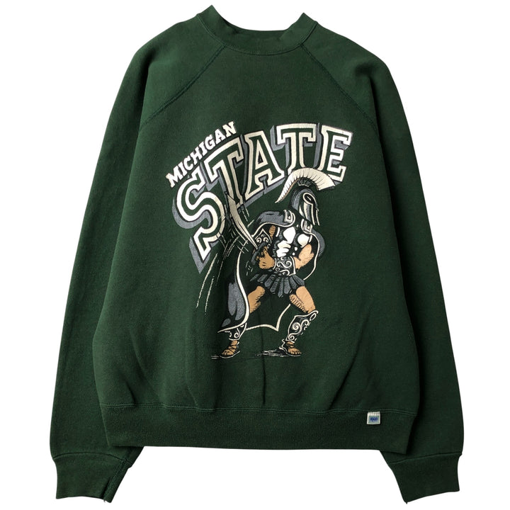 1990'S Discus Athletics Michigan State University College Character Sweatshirt, Made in USA, Men's Size XL cotton Green type dark green Vintage Second Hand
