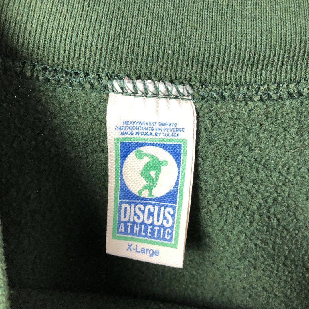 1990'S Discus Athletics Michigan State University College Character Sweatshirt, Made in USA, Men's Size XL cotton Green type dark green Vintage Second Hand