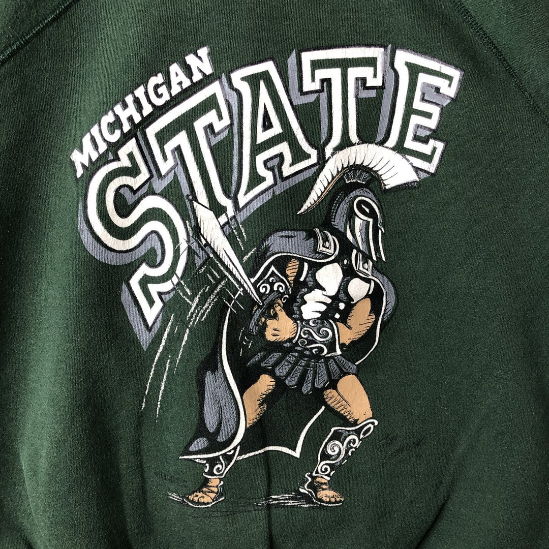 1990'S Discus Athletics Michigan State University College Character Sweatshirt, Made in USA, Men's Size XL cotton Green type dark green Vintage Second Hand