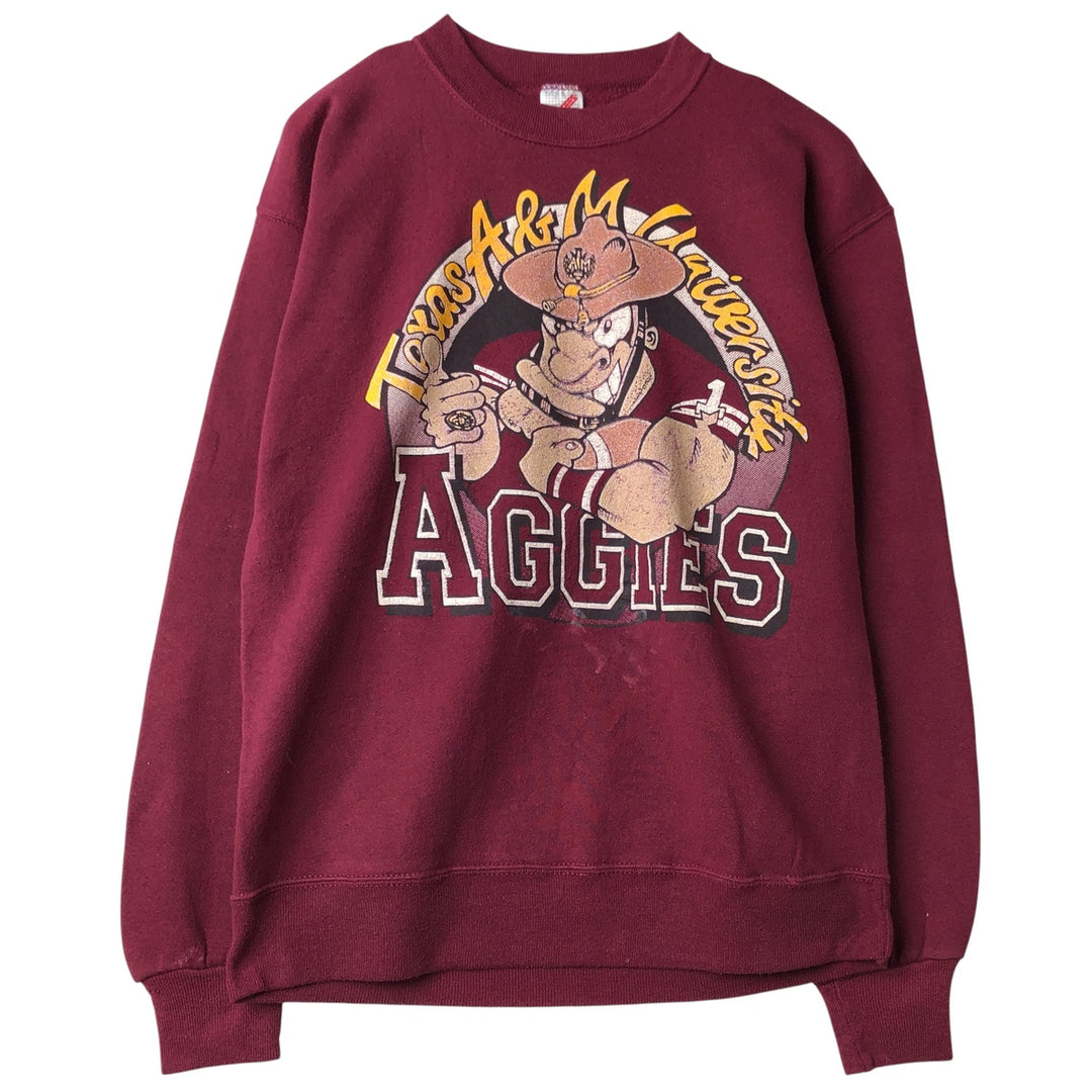 Vintage 80s-90'S Jerzees College Character Sweatshirt, Made in USA, Men's Size L cotton Red type red-purple Vintage Second Hand