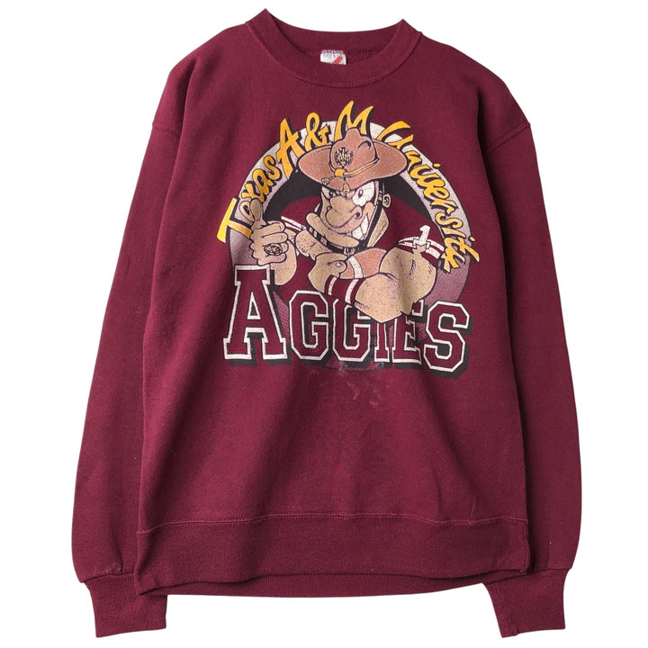 Vintage 80s-90'S Jerzees College Character Sweatshirt, Made in USA, Men's Size L cotton Red type red-purple Vintage Second Hand