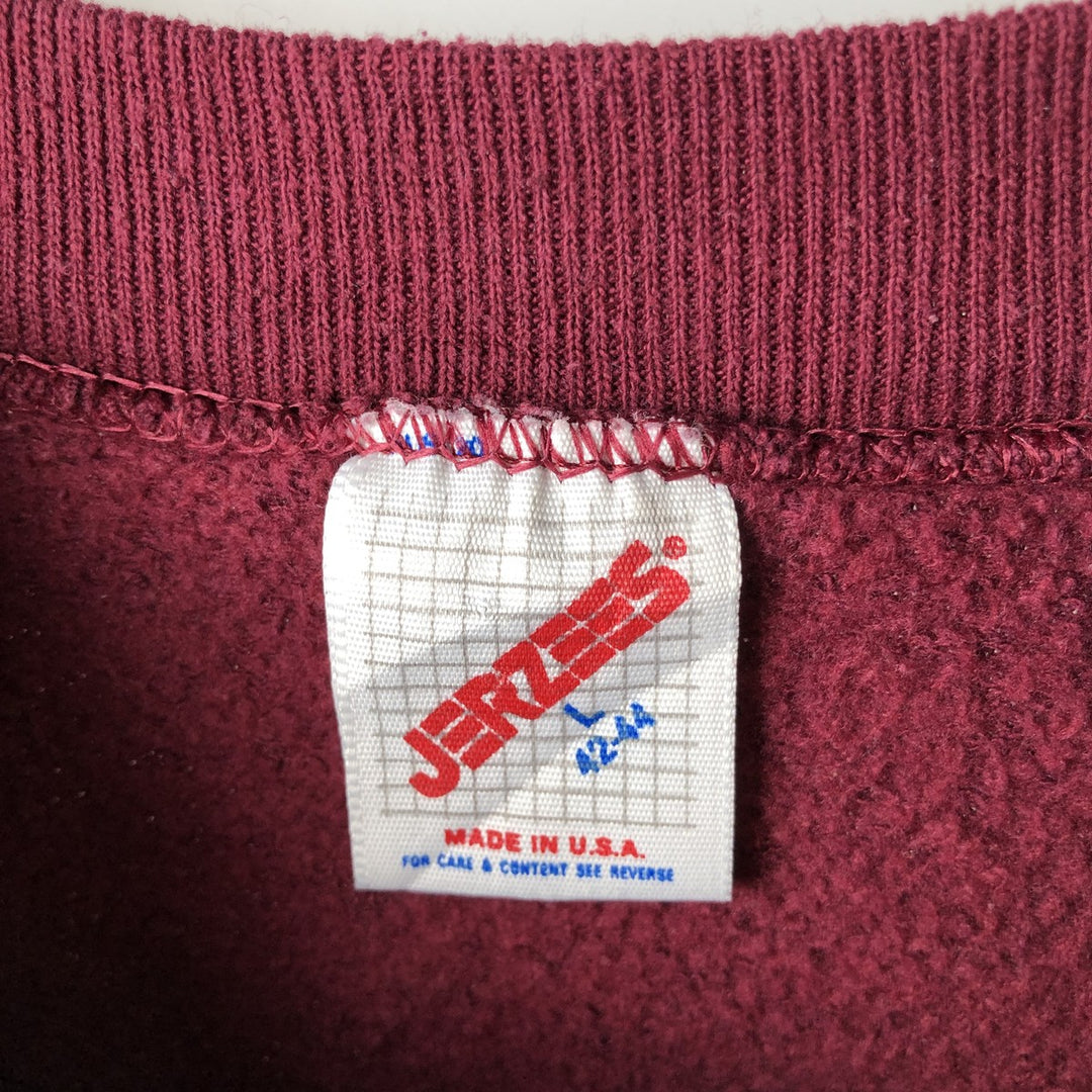 Vintage 80s-90'S Jerzees College Character Sweatshirt, Made in USA, Men's Size L cotton Red type red-purple Vintage Second Hand