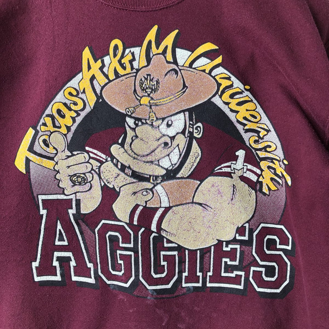Vintage 80s-90'S Jerzees College Character Sweatshirt, Made in USA, Men's Size L cotton Red type red-purple Vintage Second Hand