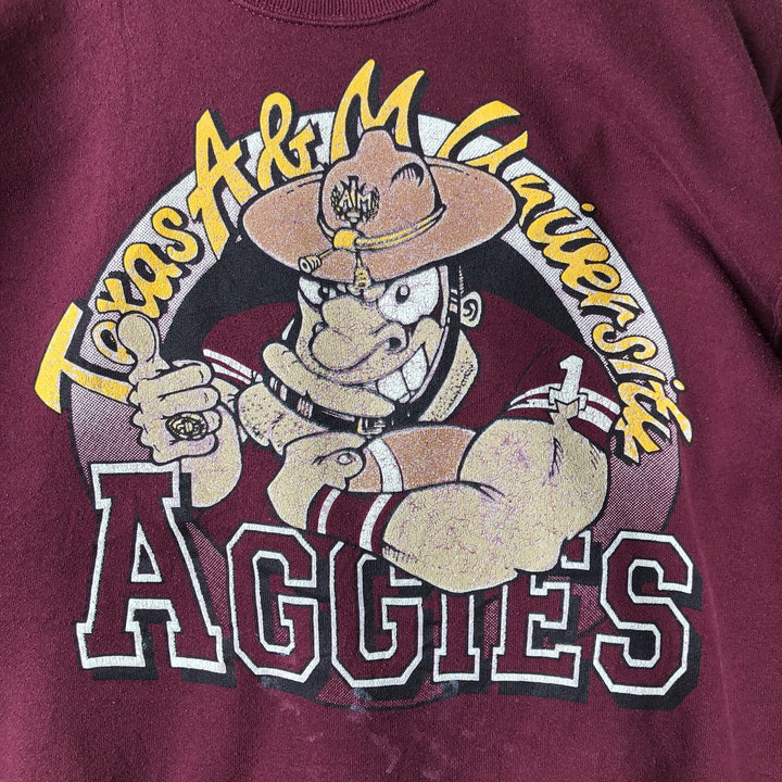 Vintage 80s-90'S Jerzees College Character Sweatshirt, Made in USA, Men's Size L cotton Red type red-purple Vintage Second Hand
