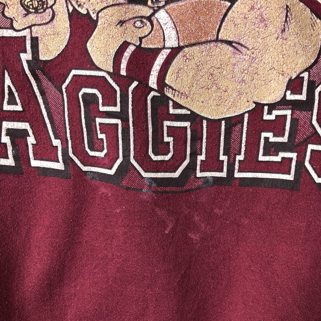 Vintage 80s-90'S Jerzees College Character Sweatshirt, Made in USA, Men's Size L cotton Red type red-purple Vintage Second Hand