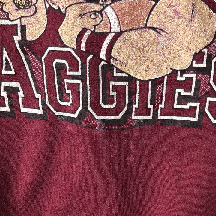 Vintage 80s-90'S Jerzees College Character Sweatshirt, Made in USA, Men's Size L cotton Red type red-purple Vintage Second Hand
