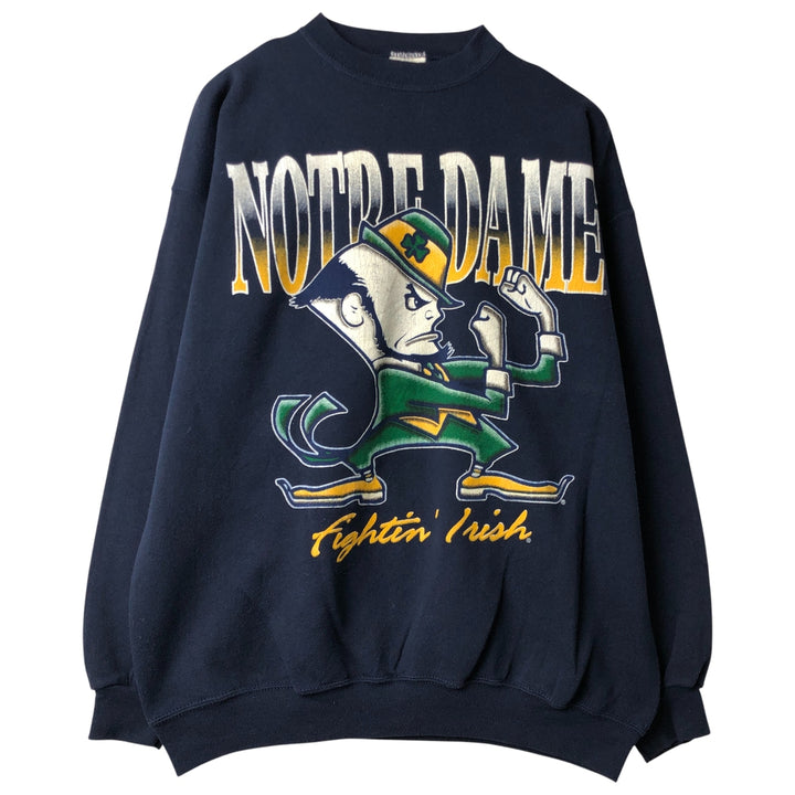 90'S Briar Creek Notre Dame Fighting Irish College Character Sweatshirt cotton navy blue type Vintage Second Hand