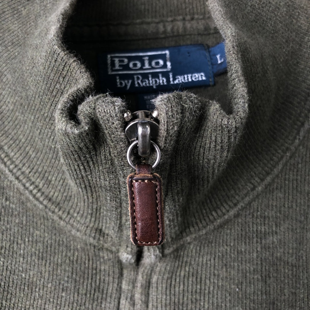 Ralph Lauren POLO by Ralph Lauren full zip sweatshirt, men's size L cotton Khaki type Vintage Second Hand