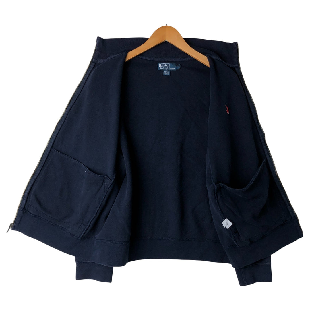 Ralph Lauren POLO by Ralph Lauren full zip sweatshirt, men's size L cotton navy blue type Vintage Second Hand