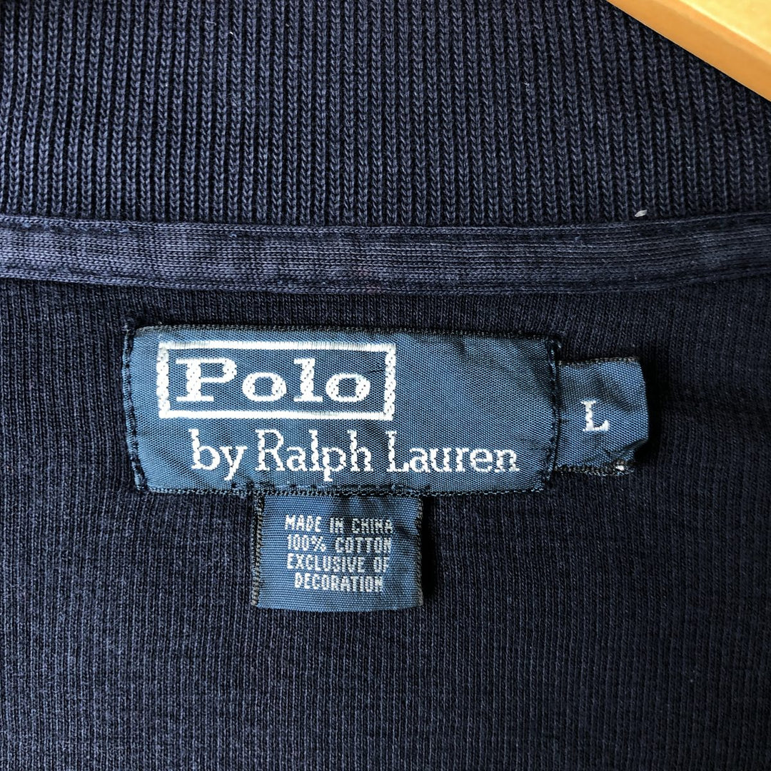 Ralph Lauren POLO by Ralph Lauren full zip sweatshirt, men's size L cotton navy blue type Vintage Second Hand