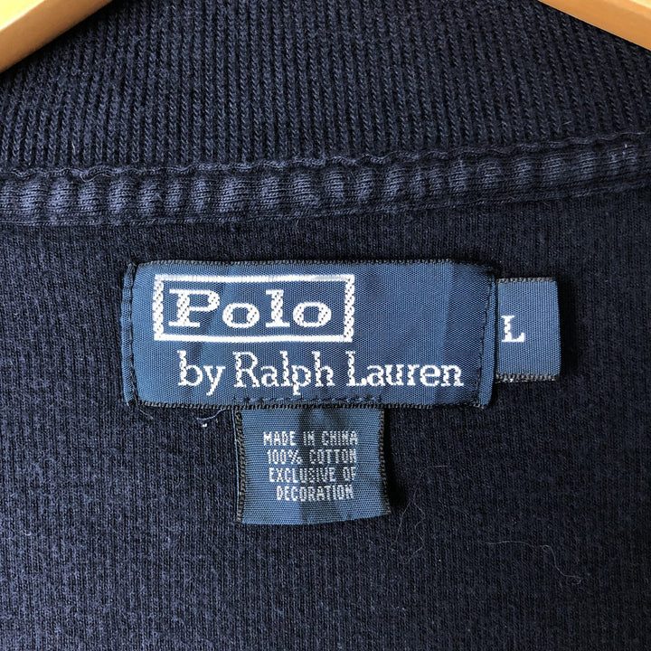 Ralph Lauren POLO by Ralph Lauren full zip sweatshirt, men's size L cotton navy blue type Vintage Second Hand