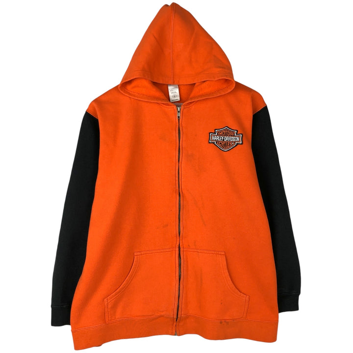 Harley-Davidson Women's Full-Zip Hoodie (XL) cotton orange type Vintage Second Hand