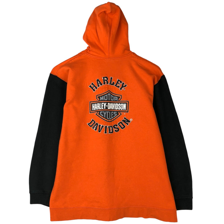 Harley-Davidson Women's Full-Zip Hoodie (XL) cotton orange type Vintage Second Hand