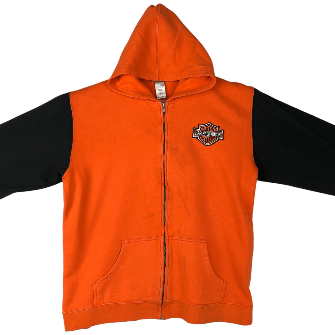 Harley-Davidson Women's Full-Zip Hoodie (XL) cotton orange type Vintage Second Hand