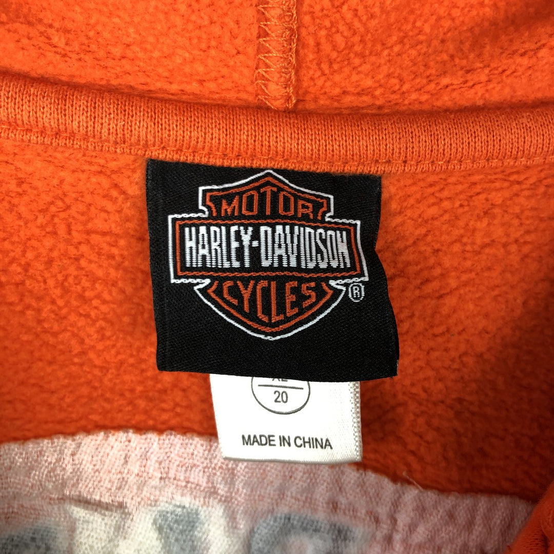 Harley-Davidson Women's Full-Zip Hoodie (XL) cotton orange type Vintage Second Hand
