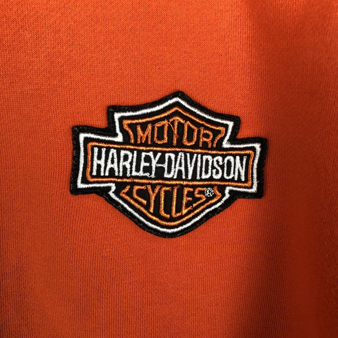 Harley-Davidson Women's Full-Zip Hoodie (XL) cotton orange type Vintage Second Hand