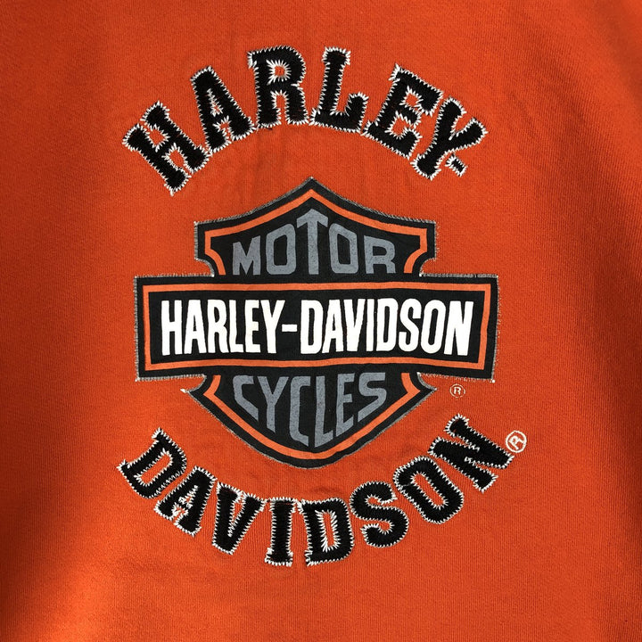 Harley-Davidson Women's Full-Zip Hoodie (XL) cotton orange type Vintage Second Hand