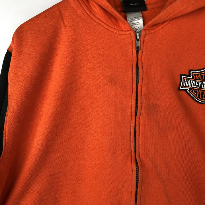 Harley-Davidson Women's Full-Zip Hoodie (XL) cotton orange type Vintage Second Hand