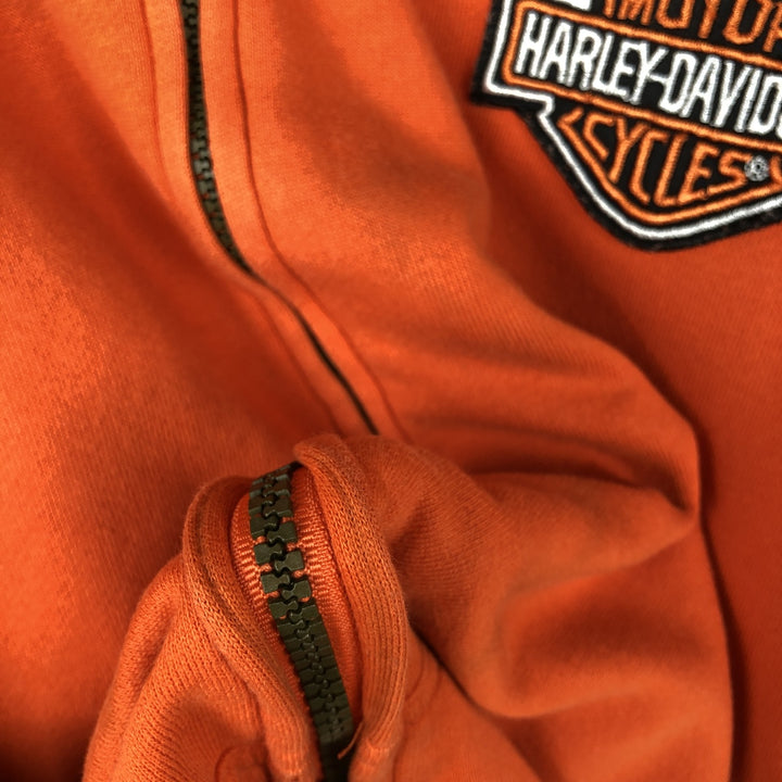 Harley-Davidson Women's Full-Zip Hoodie (XL) cotton orange type Vintage Second Hand