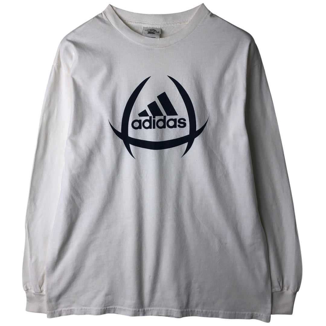 Adidas long-sleeved T-shirt, men's size M cotton white type Vintage Second Hand