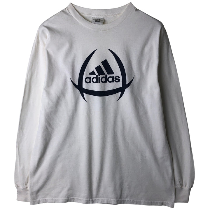 Adidas long-sleeved T-shirt, men's size M cotton white type Vintage Second Hand