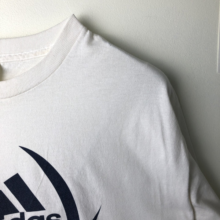 Adidas long-sleeved T-shirt, men's size M cotton white type Vintage Second Hand