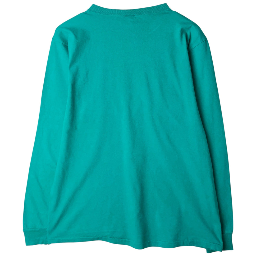 90'S Vintage Town Craft Plain Pocket Long Sleeve T-Shirt, Made in USA, Men's XL cotton turquoise blue Vintage Second Hand