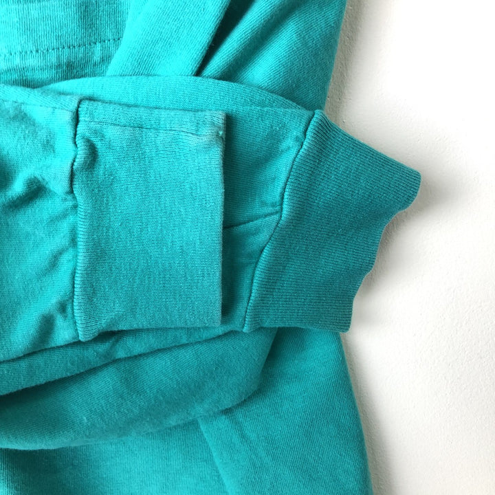 90'S Vintage Town Craft Plain Pocket Long Sleeve T-Shirt, Made in USA, Men's XL cotton turquoise blue Vintage Second Hand