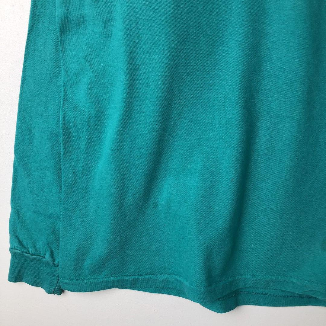 90'S Vintage Town Craft Plain Pocket Long Sleeve T-Shirt, Made in USA, Men's XL cotton turquoise blue Vintage Second Hand