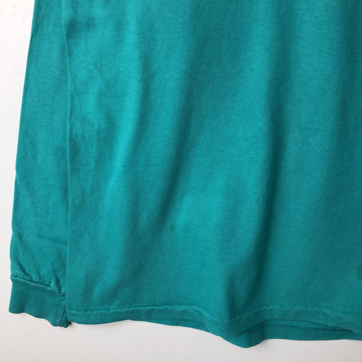 90'S Vintage Town Craft Plain Pocket Long Sleeve T-Shirt, Made in USA, Men's XL cotton turquoise blue Vintage Second Hand
