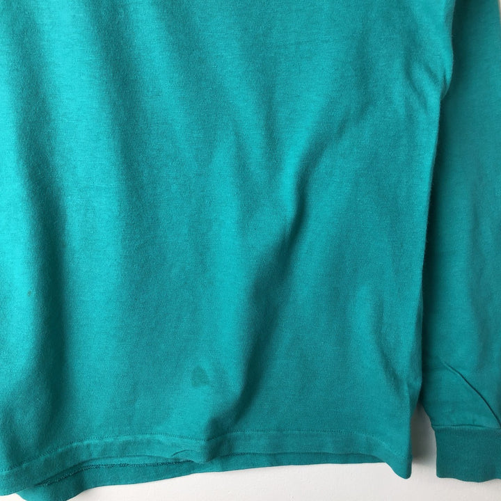 90'S Vintage Town Craft Plain Pocket Long Sleeve T-Shirt, Made in USA, Men's XL cotton turquoise blue Vintage Second Hand