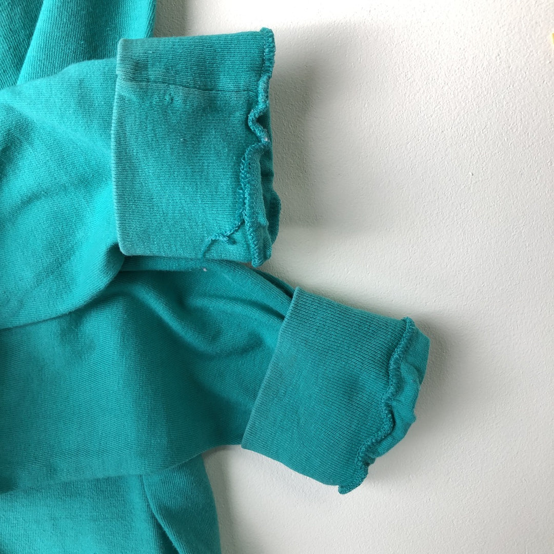 90'S Vintage Town Craft Plain Pocket Long Sleeve T-Shirt, Made in USA, Men's XL cotton turquoise blue Vintage Second Hand