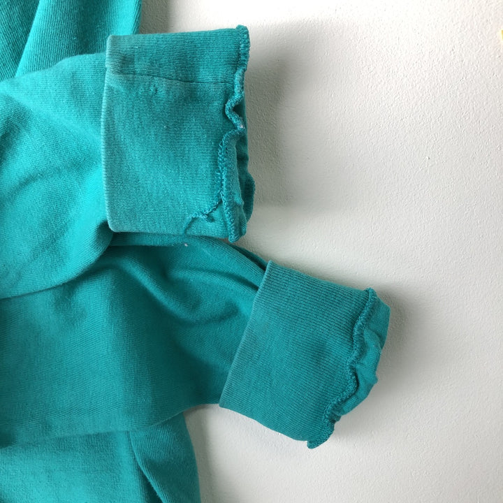 90'S Vintage Town Craft Plain Pocket Long Sleeve T-Shirt, Made in USA, Men's XL cotton turquoise blue Vintage Second Hand