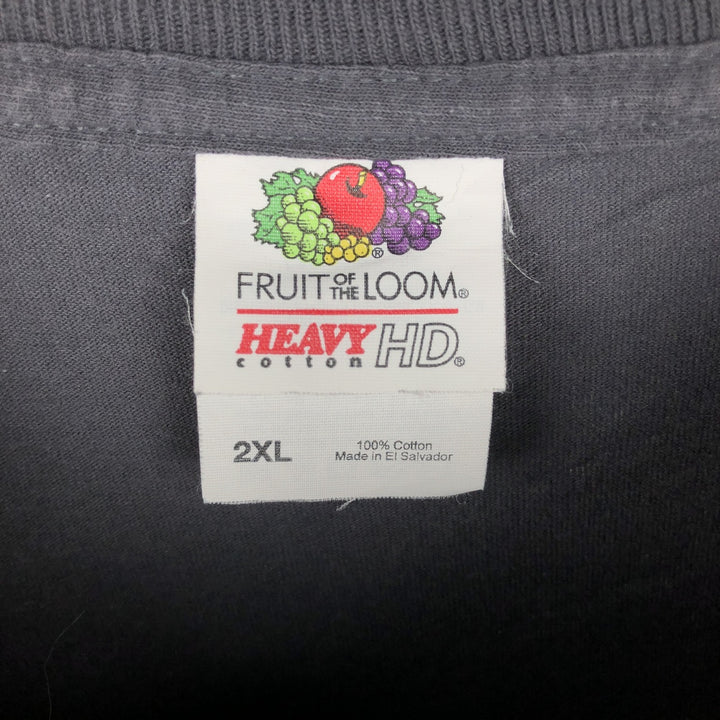 Fruit of the Loom Eagle Pattern Motorcycle Long Sleeve T-Shirt, Men's XXL cotton gray type Vintage Second Hand