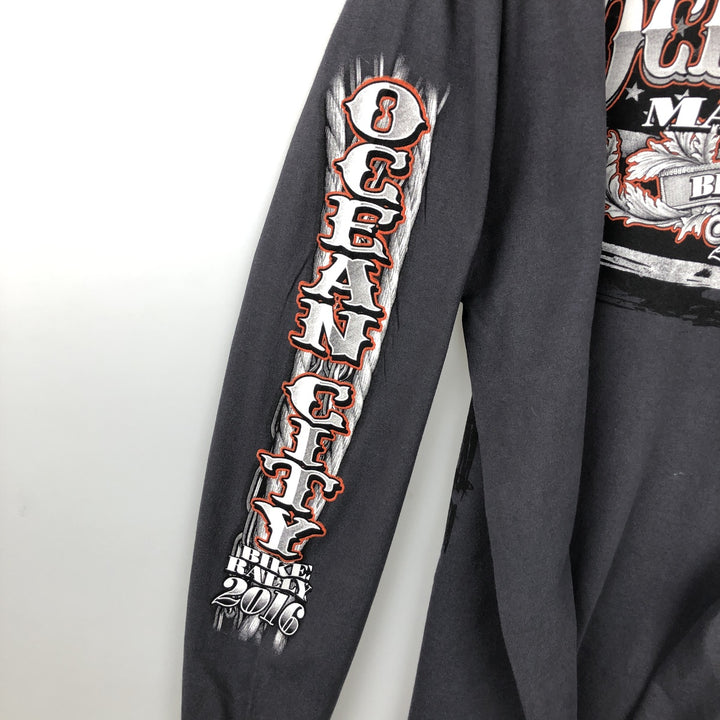 Fruit of the Loom Eagle Pattern Motorcycle Long Sleeve T-Shirt, Men's XXL cotton gray type Vintage Second Hand