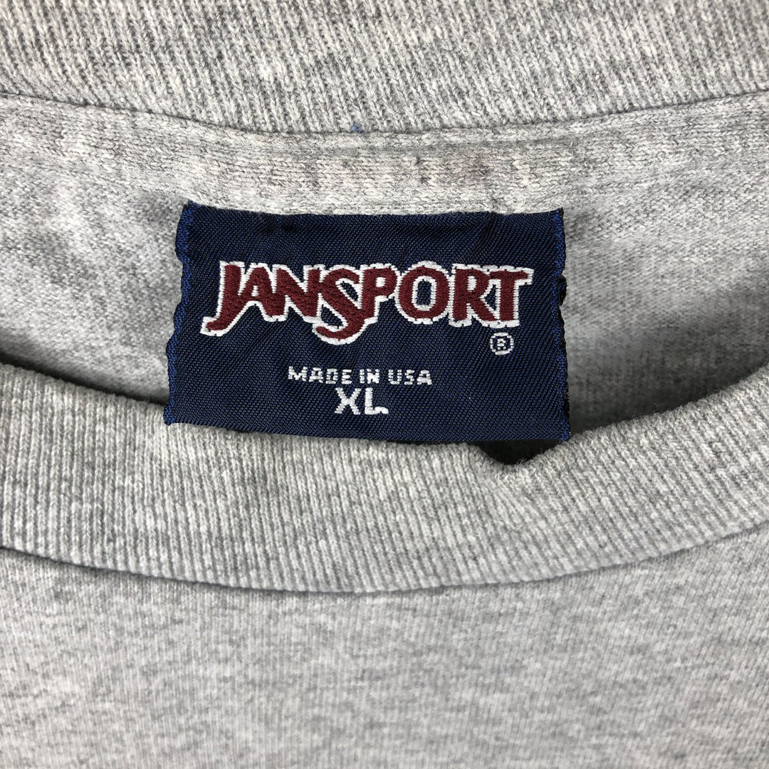 90'S Jansport College Long Sleeve T-Shirt, Made in USA, Men's XL, Vintage cotton gray type Vintage Second Hand