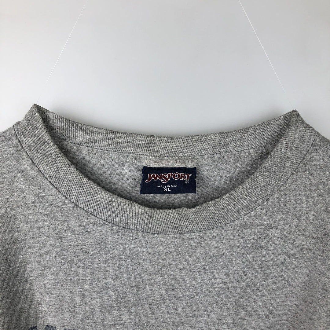 90'S Jansport College Long Sleeve T-Shirt, Made in USA, Men's XL, Vintage cotton gray type Vintage Second Hand